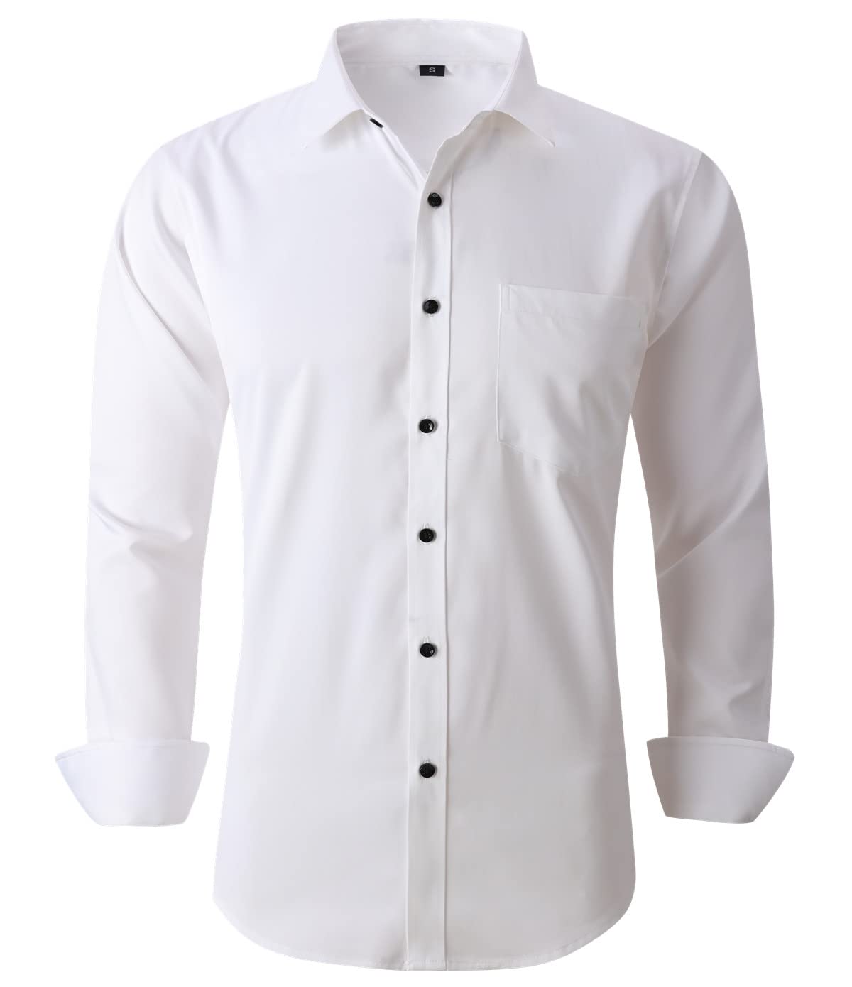 Premium Corfty Men's Long Sleeve Dress Shirt - Slim Fit Wrinkle-Free Stretch Button Down Office Shirt for Business, Wedding & Formal Occasions