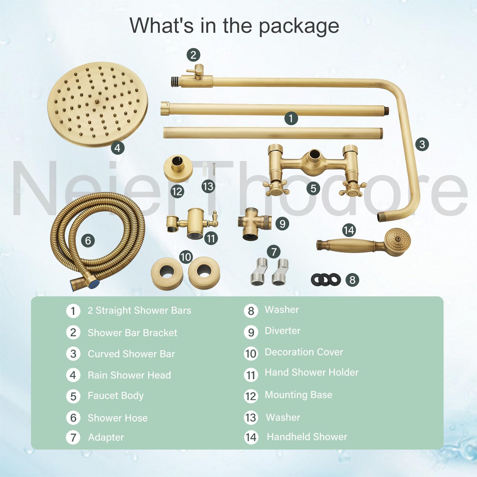 Antique Brass Shower Faucet System Set - 8 Inch Rainfall Shower Head & Handheld Spray with 2 Knobs Mixing Valve - Perfect for Bathroom Renovation & Luxury Spa Experience