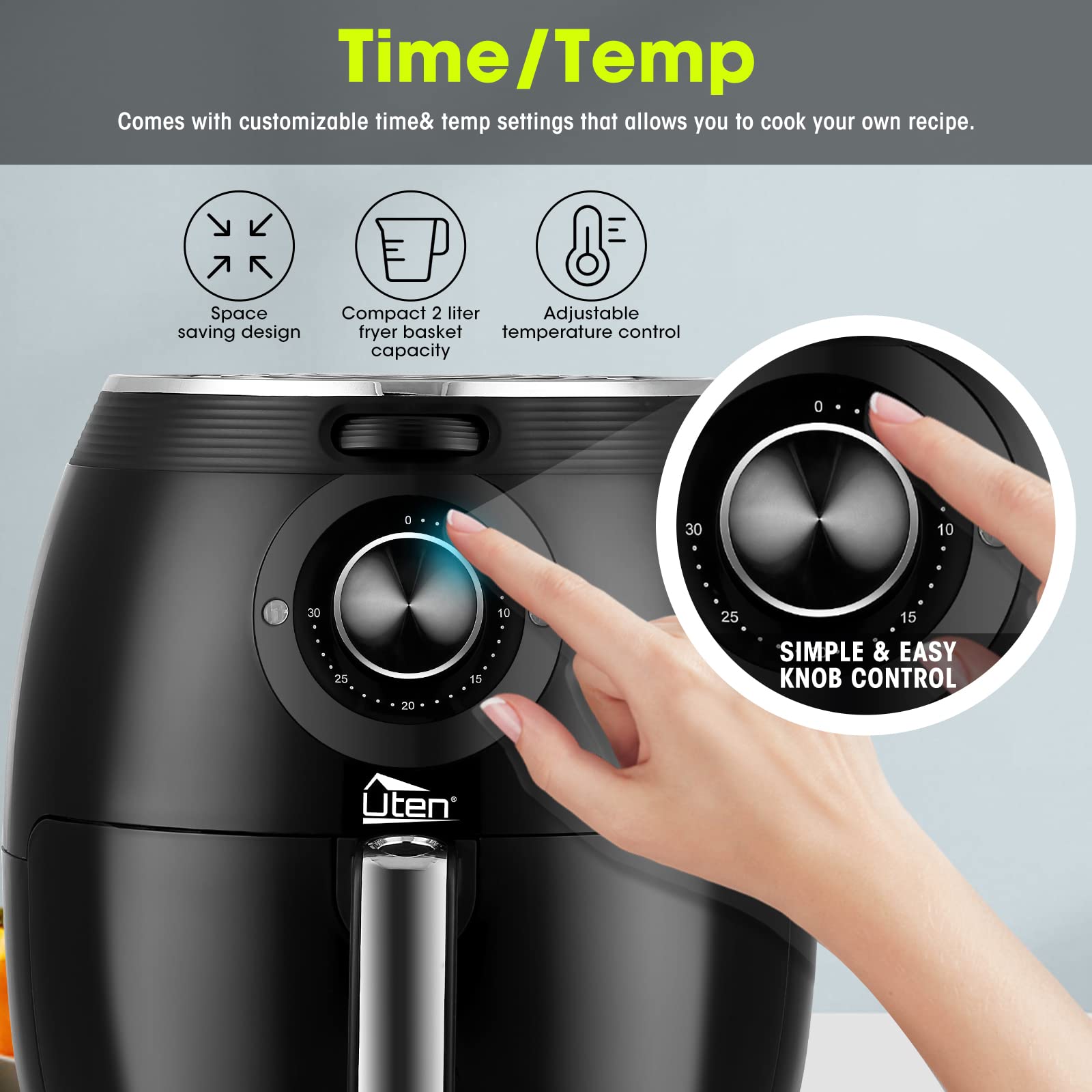 5.8QT/1700W Air Fryer with Temperature Control & Timer - Nonstick Basket, Dishwasher Safe - Perfect for Parties, Family Dinners & Healthy Cooking (Black)