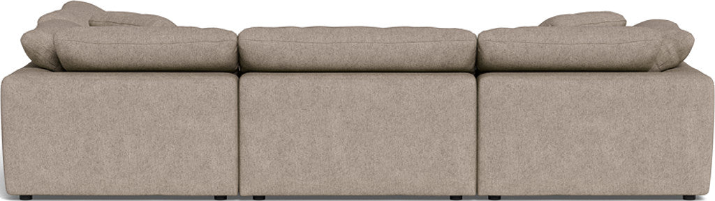 Fluffy 4-Piece Sectional Sofa with Ottoman - Modern L-Shaped Couch Set for Living Room, Family Room & Apartment - Soft Fabric Upholstery, Comfortable Seating for Relaxing & Entertaining