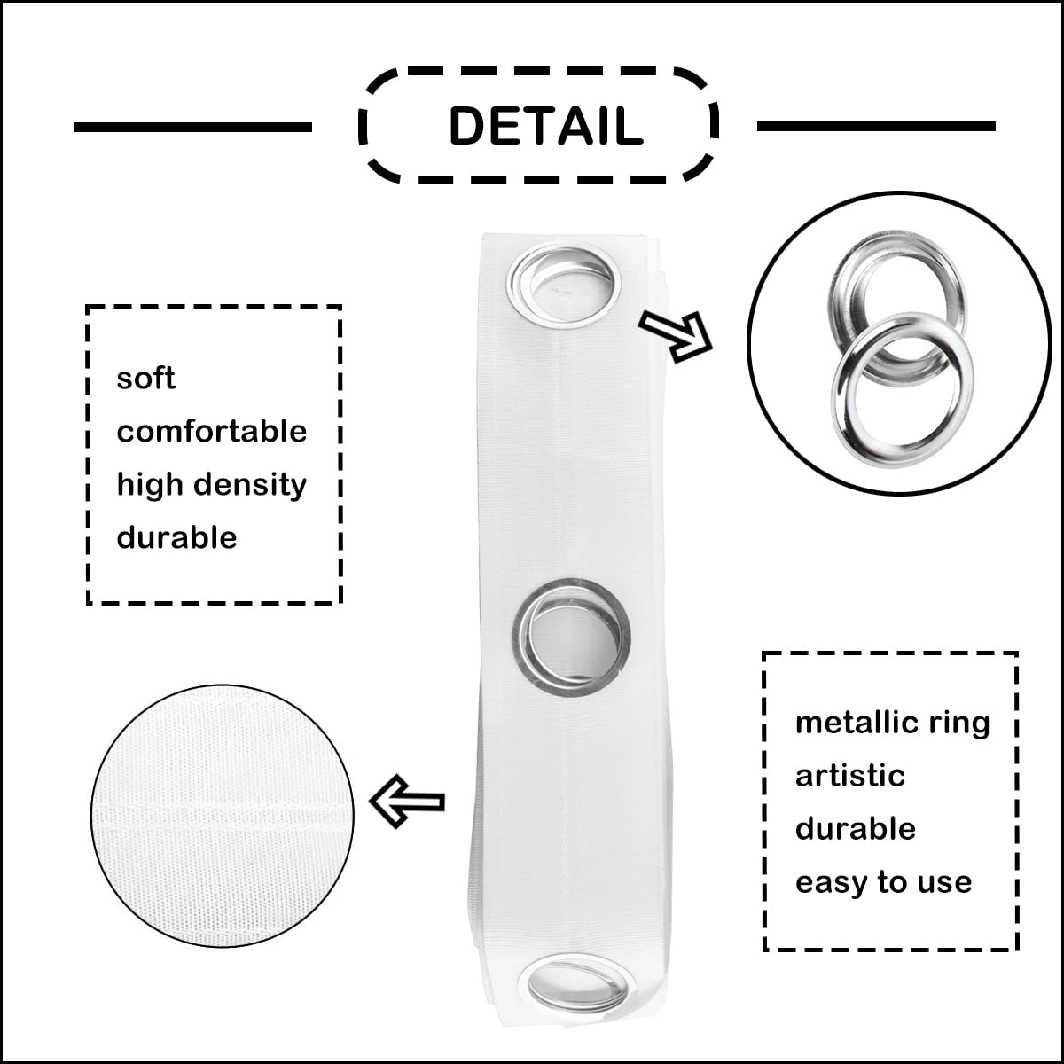 White Curtain Heading Tape with Plastic Grommets - 10.9 Yards Drapery Tape for DIY Sewing & Window Treatments | Premium Curtain Accessories for Home Decor, Bedroom & Living Room