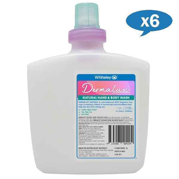 Whiteley Dermalux Natural Tea Tree Oil Hand & Body Soap - Gentle Cleansing for Sensitive Skin | Perfect for Daily Use, Travel & Gym