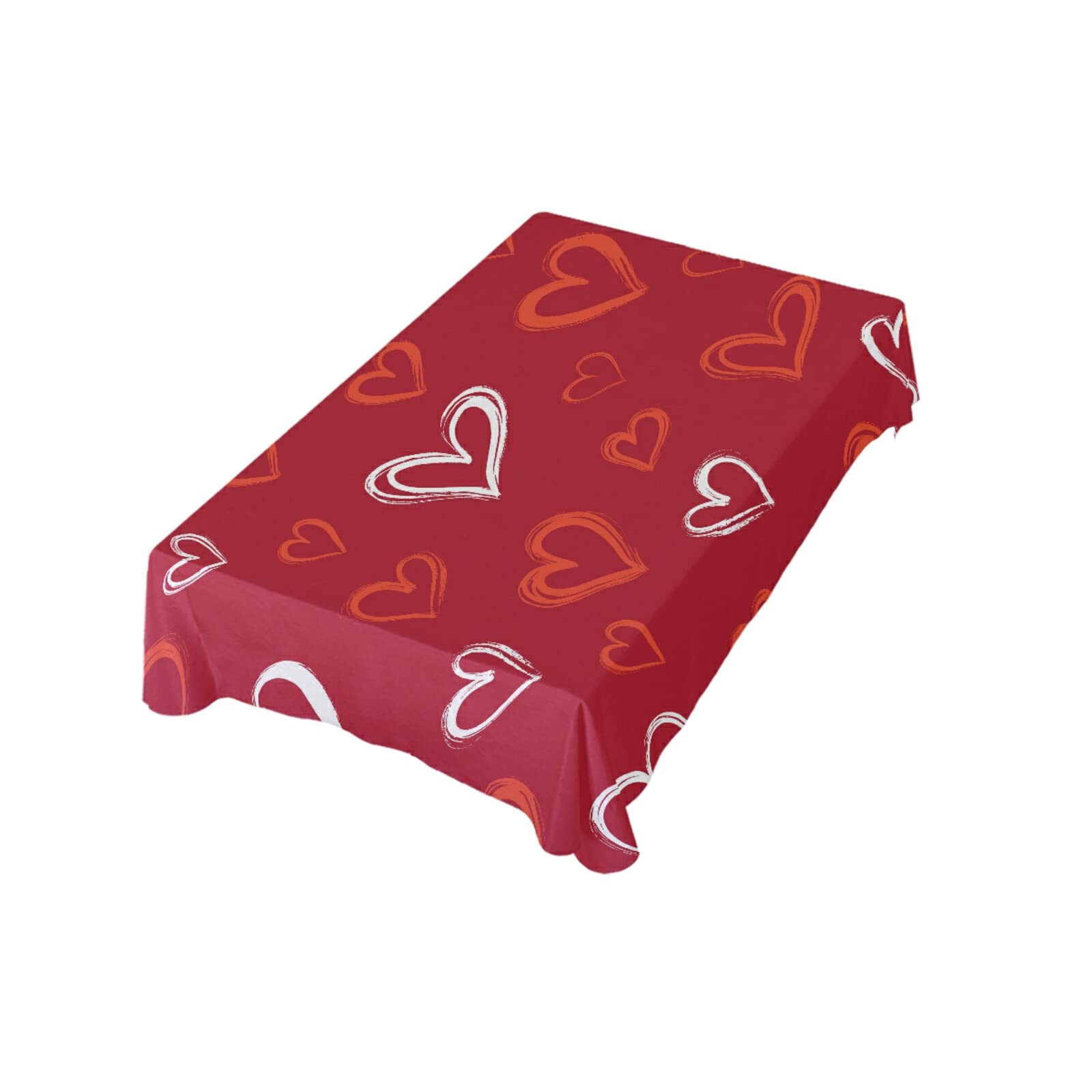 Xigua Valentine's Day Heart Print Tablecloth 60x120 Inches - Romantic Rectangle Dining Table Cover for Indoor Outdoor Use, Perfect for Restaurants, Parties, Picnics & Camping | Waterproof Washable Fabric Decor