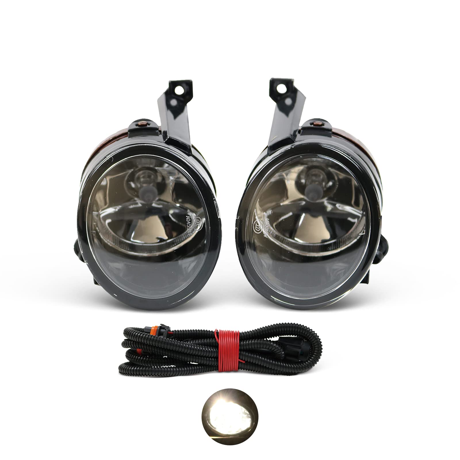 2Pcs Fog Light Fog Lamp with Bulb & Wire for VW Touran 2003-2008 - Replacement Car Accessories for Improved Night Driving Safety