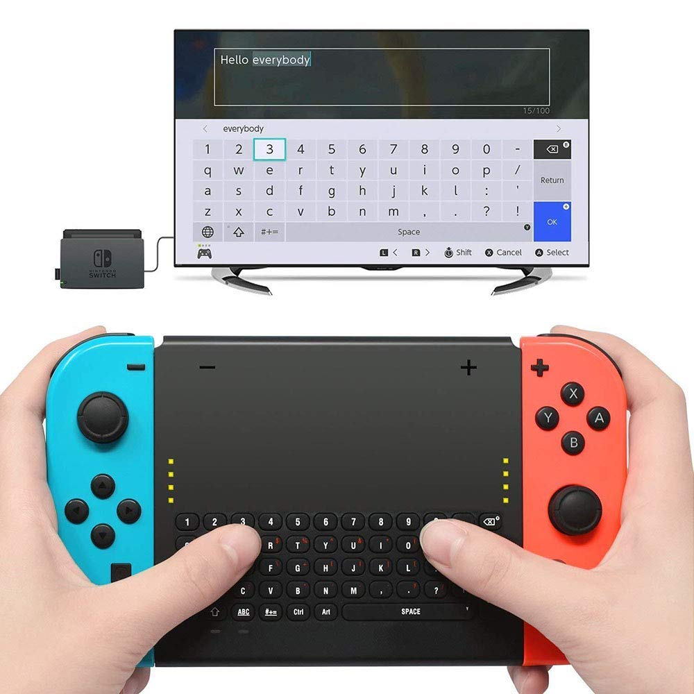 OSTENT 2.4GHz Wireless Remote Controller Keyboard for Nintendo Switch Joy-Con Game - Perfect for Gaming, Typing & Streaming on Nintendo Switch Console