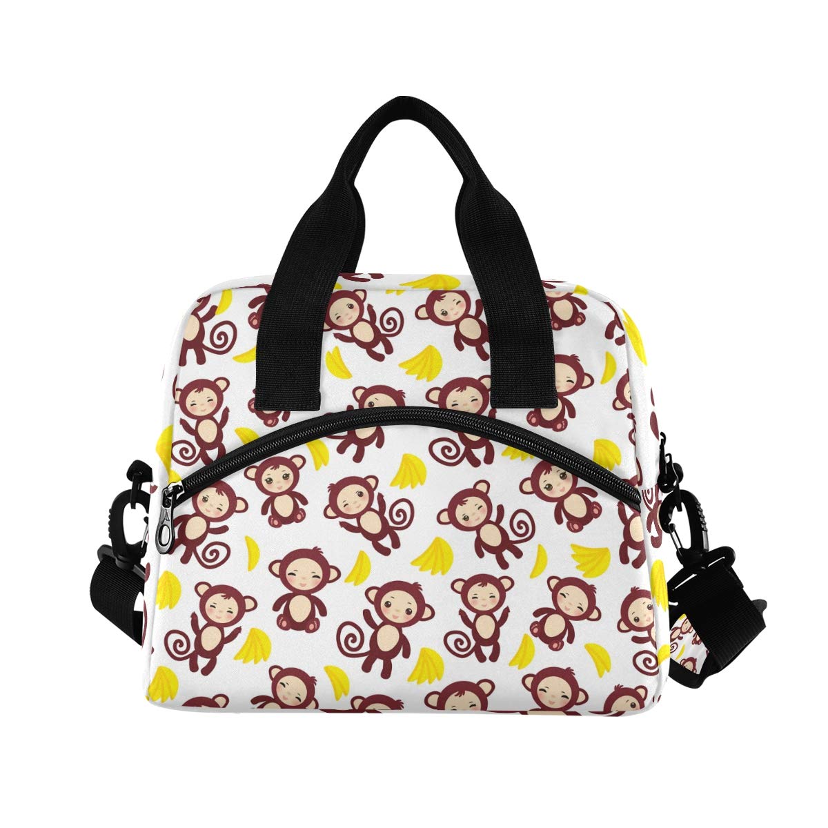 ALAZA Brown Monkey Insulated Lunch Bag for Women - Crossbody Lunch Box Cooler Bag with Adjustable Strap - Perfect for Work, School, Picnics & Outdoor Activities (907b)