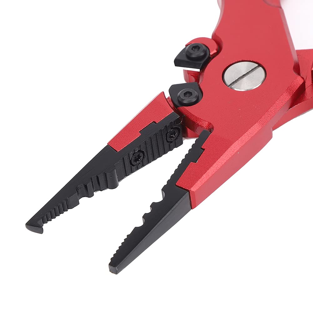 Premium Set of 2 Aluminum Alloy Fishing Pliers with Elastic Band - Saltwater & Freshwater Fishing Gear for Anglers (Red) - Perfect for Catch & Release, Tackle Maintenance & Boat Fishing Accessories