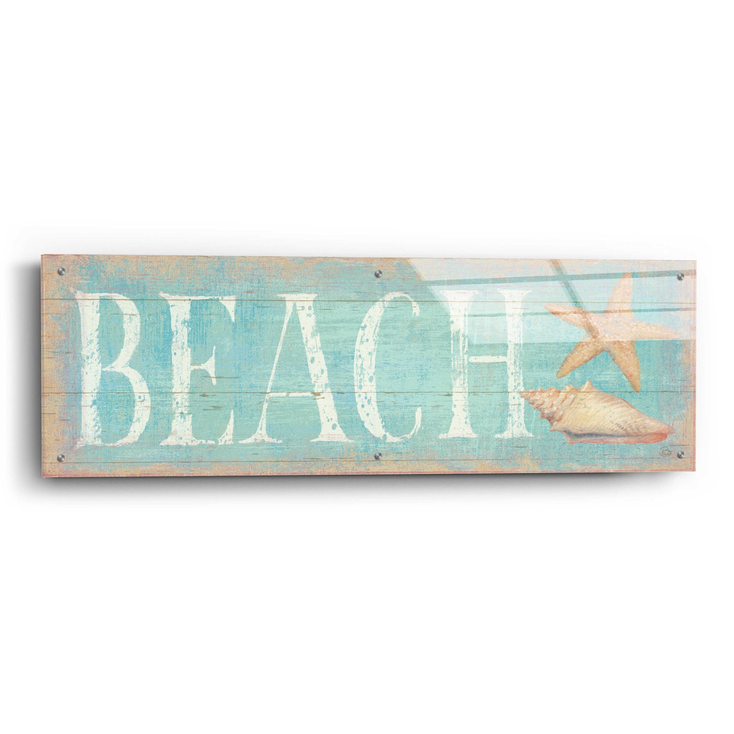 Epic 'Pastel Beach' Acrylic Glass Wall Art by Daphne Brissonnet - 48x16 Inches Coastal Painting for Living Room, Bedroom & Office Decor