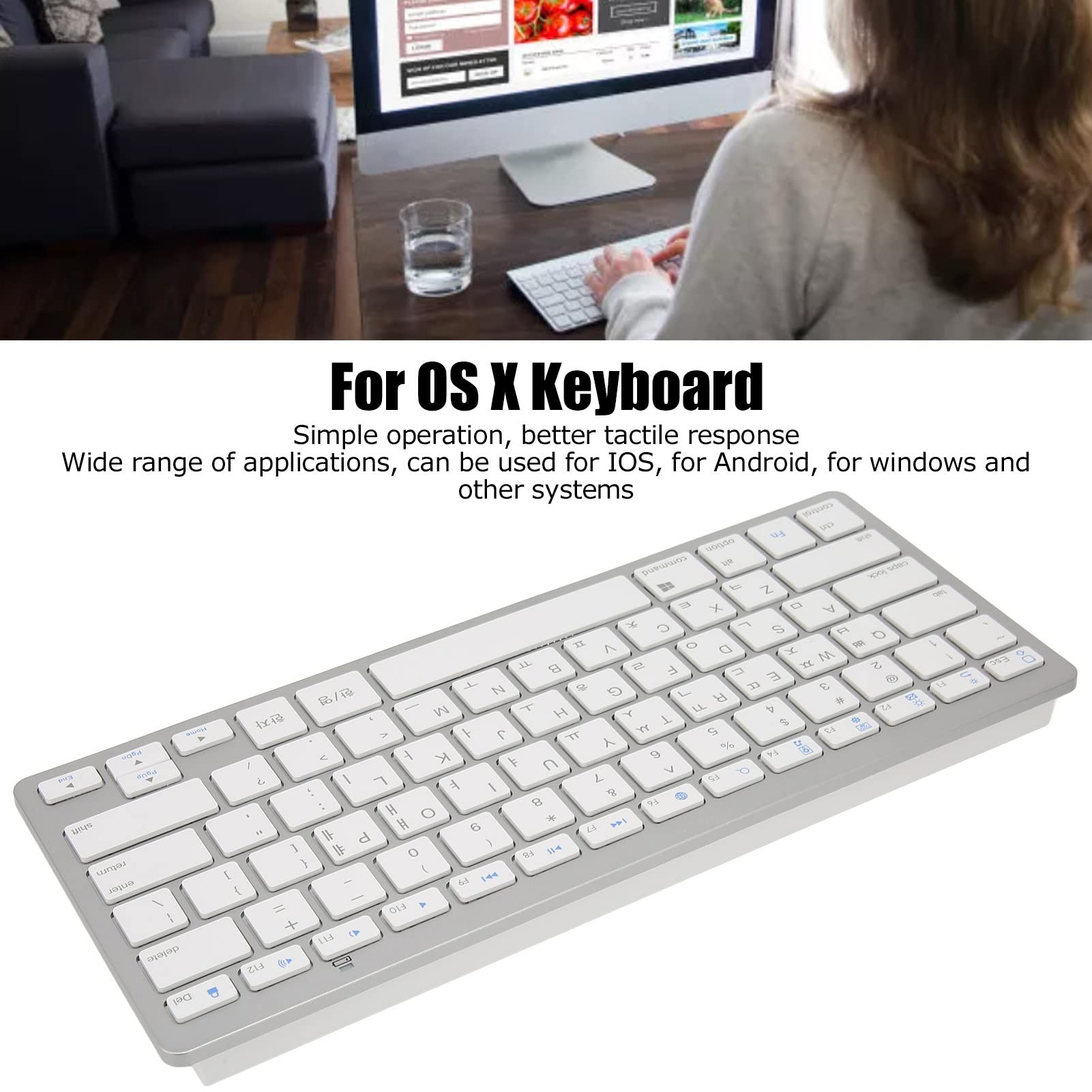 Dilwe Mini Bluetooth Keyboard - 78 Keys Ultra Slim Wireless Keyboard for Laptop, Tablet, PC | Portable Compact Design | Korean Layout | Perfect for Travel, Office & Home Use