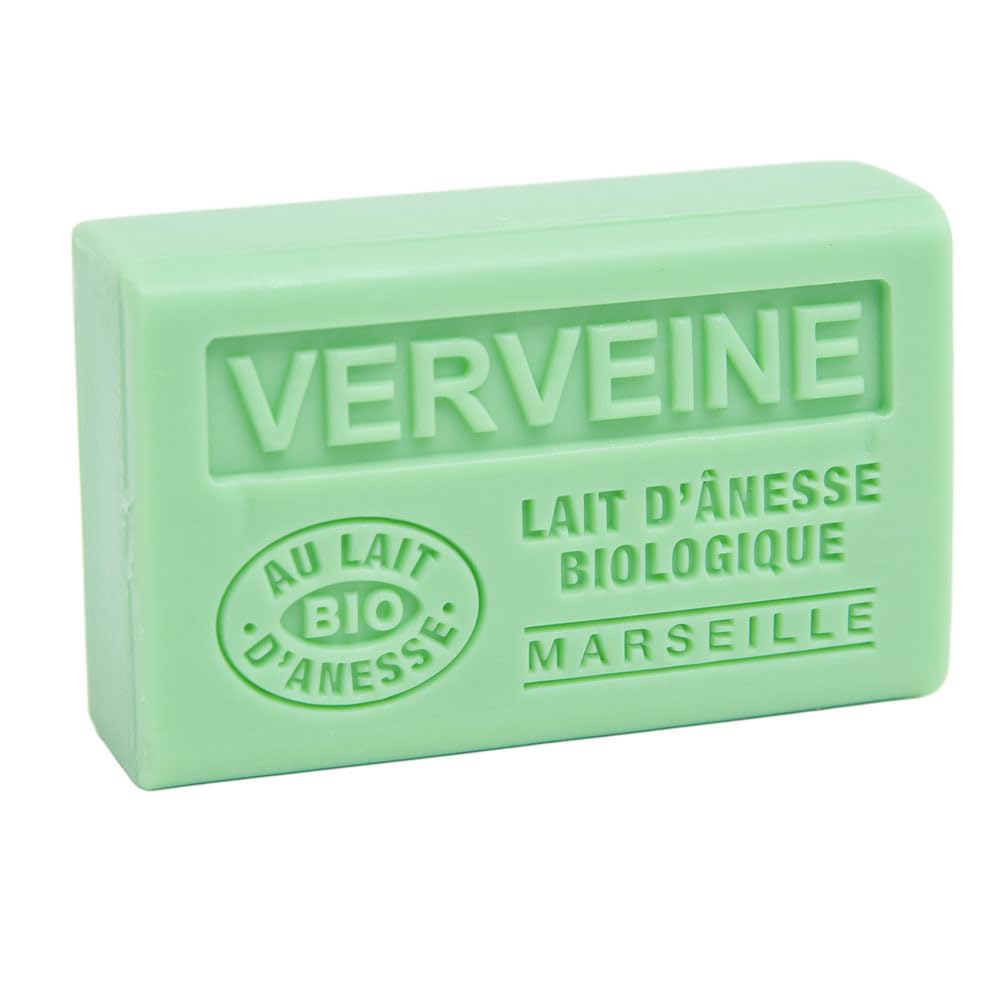 Organic Donkey Milk French Soap - Provence Marseille Soap Bar with Verbena Fragrance, 60g - Natural Skincare for Dry & Sensitive Skin - Perfect for Bath, Shower & Gift Giving