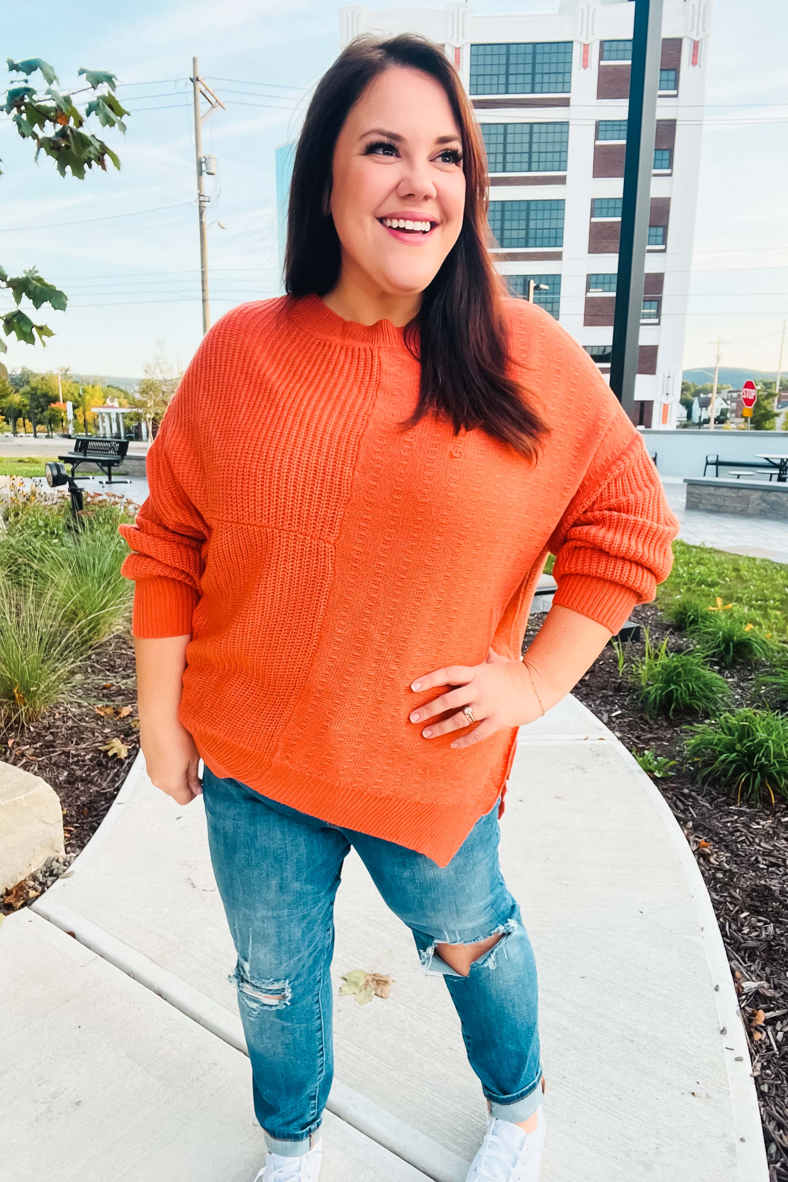 Cozy Pumpkin Asymmetrical Knit Sweater for Women | Fall Fashion Trendy Oversized Pullover | Perfect for Autumn Outfits, Halloween Parties & Cozy Season Layering