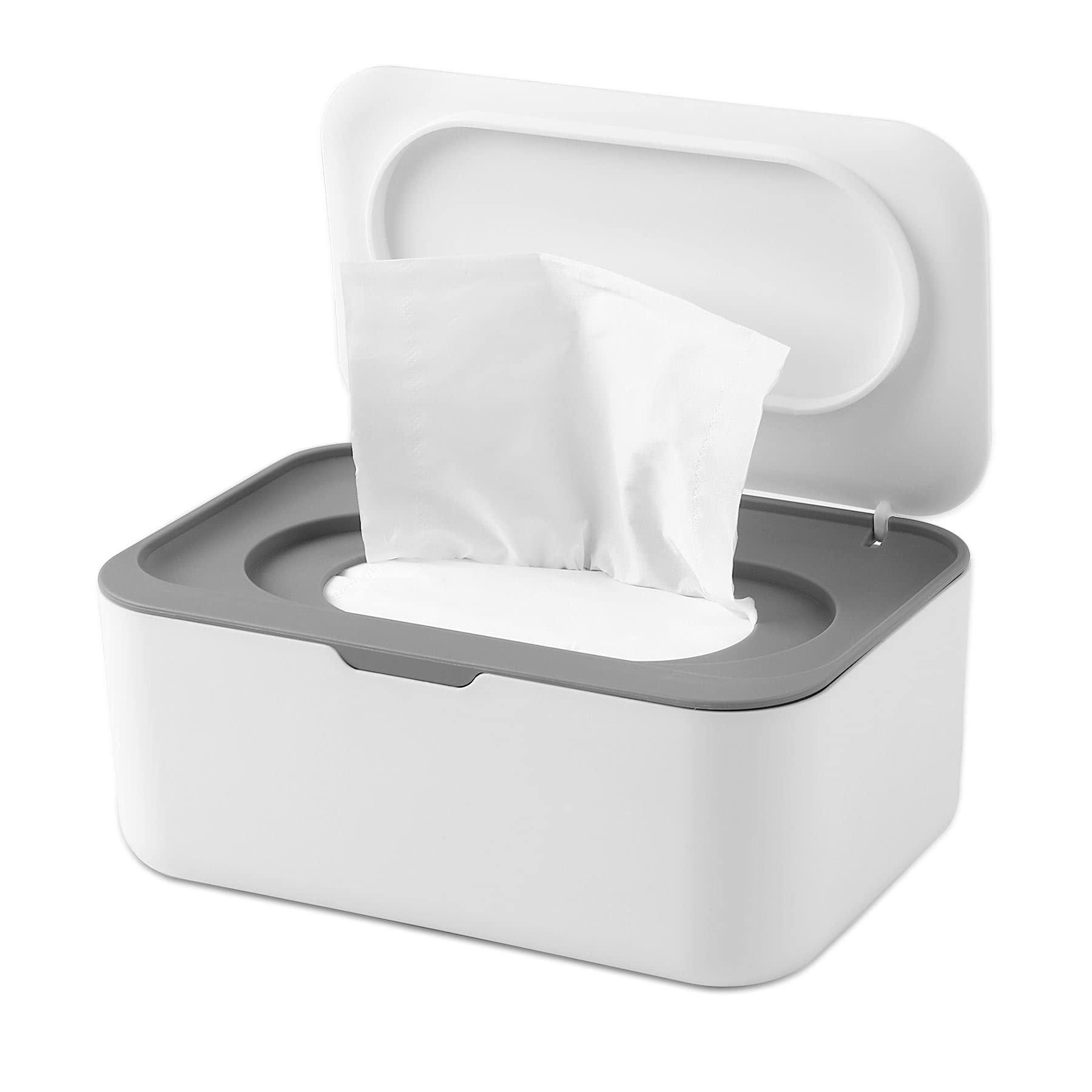 NOVWANG Baby Wipes Dispenser with Lid - Refillable & Airtight Wipes Container for Freshness - Sealed Design Wipe Holder for Bathroom, Nursery & Diaper Bag - Grey (Perfect for Baby Care, Travel & Home Use)