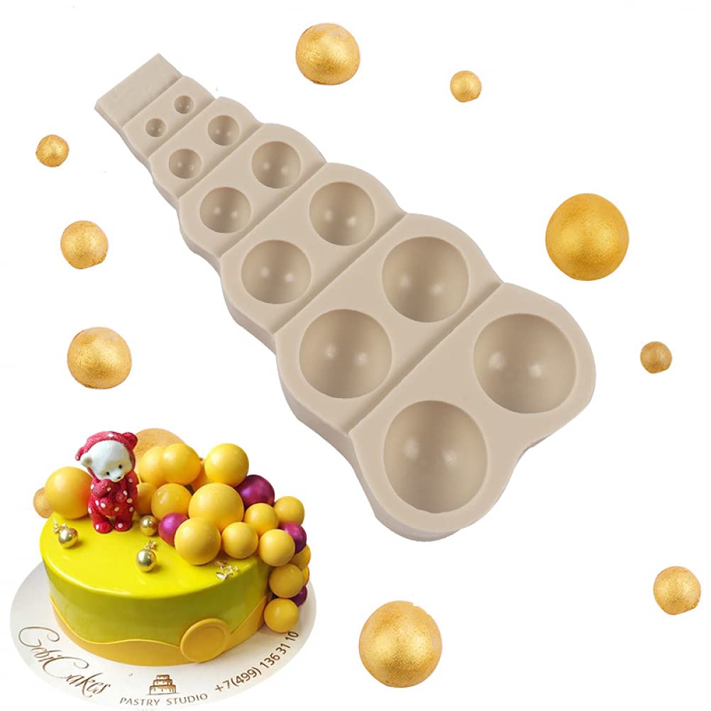 3D Half Round Pearl Fondant Silicone Molds for DIY Cake Decorating - Fondant, Biscuit, Cookie, Sugar, Pudding, Chocolate & Candy Making - Perfect for Wedding, Birthday Party and Holiday Dessert Decorations