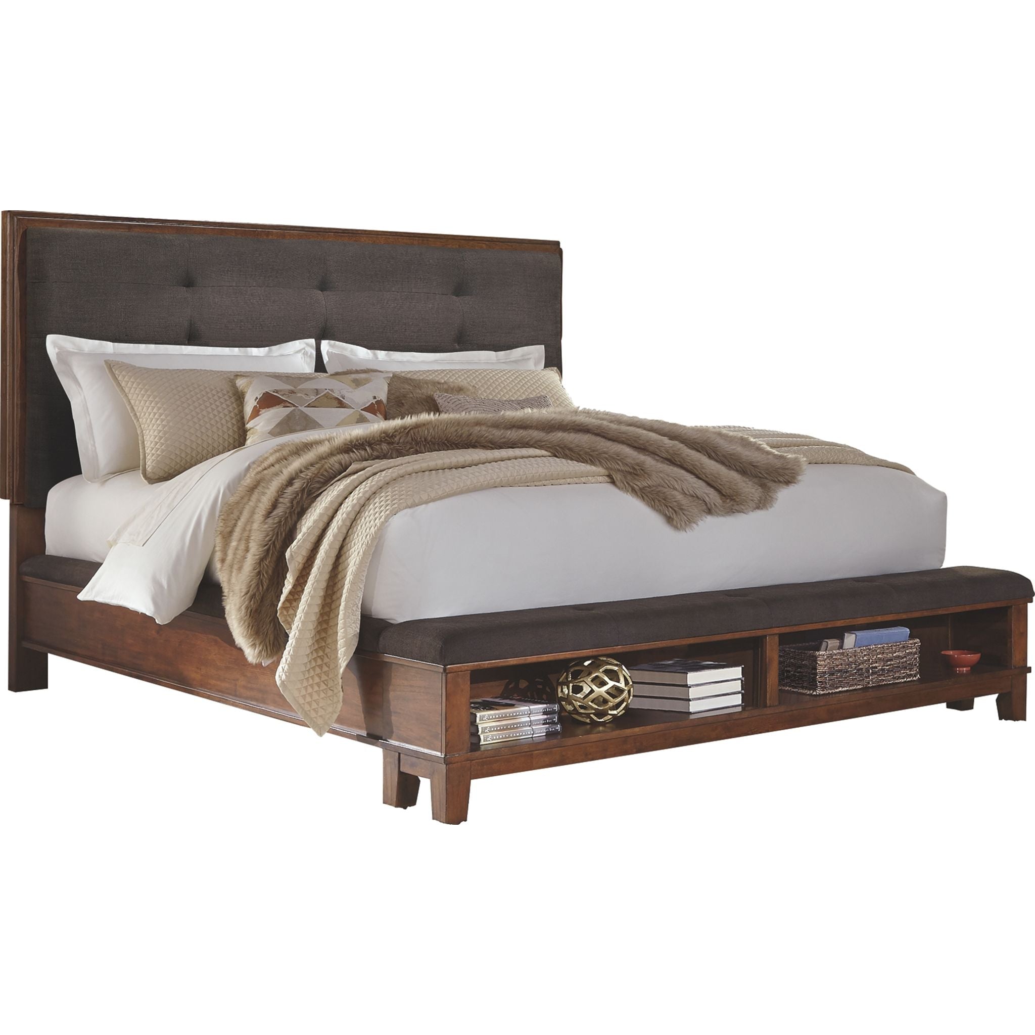 Ashley Ralene 3-Piece Panel Bed Set - Queen Size Wooden Bed Frame with Headboard & Footboard - Perfect for Master Bedroom & Guest Room Decor