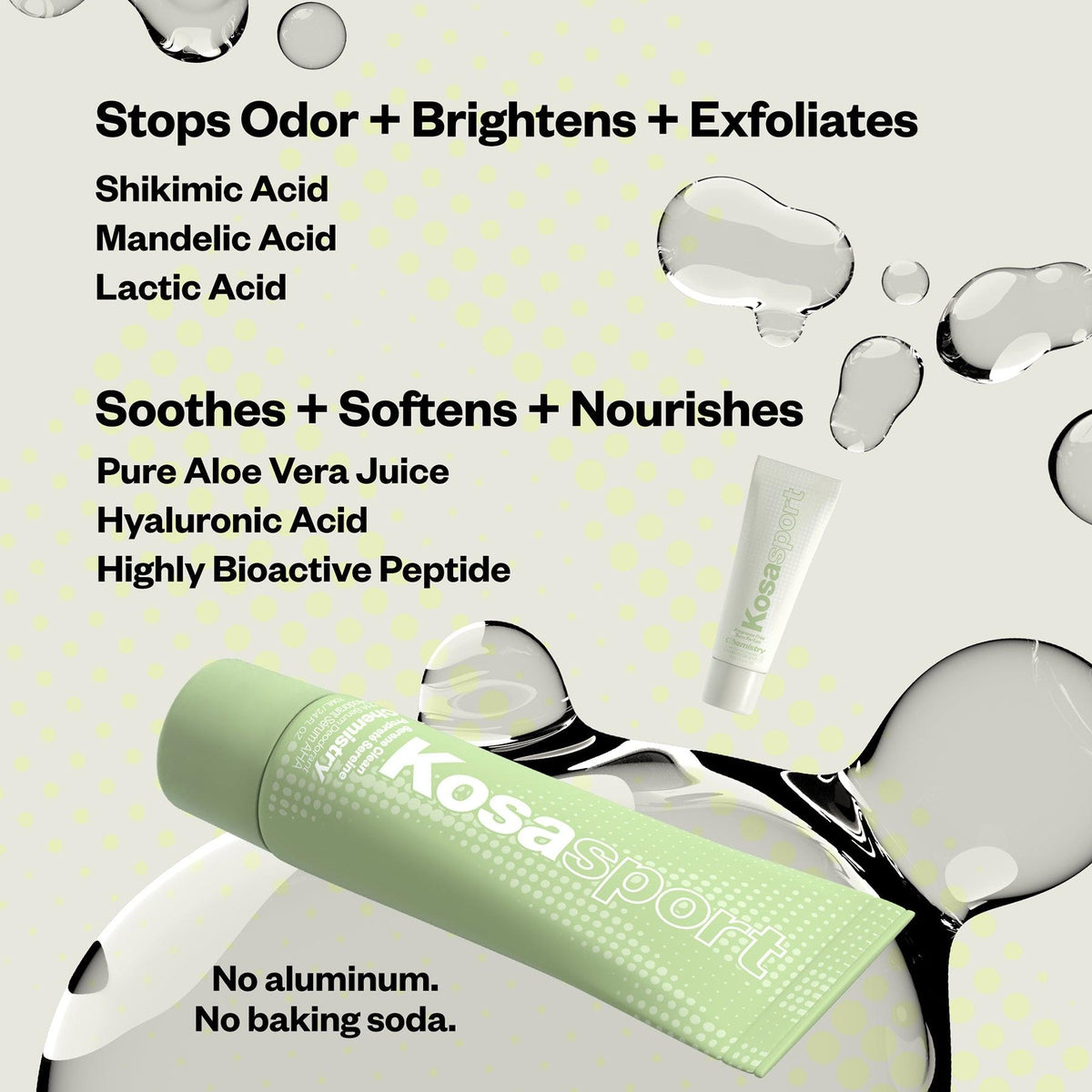 Chemistry AHA Serum Deodorant - Natural & Gentle Odor Protection for Sensitive Skin | Serene Clean Formula | Perfect for Daily Use, Workouts & Active Lifestyles