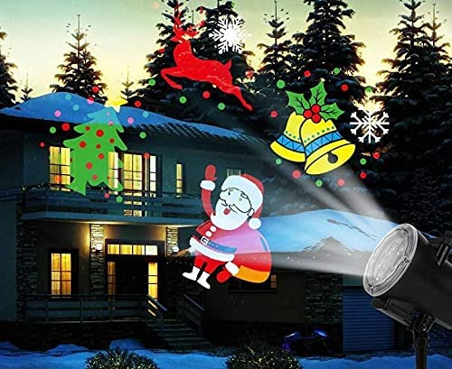 Outdoor Christmas Projector Lights - Waterproof Plug-in Moving Effect Wall Mountable Holiday Lights for Halloween, Christmas, New Year Decorations (Reindeer & Santa) | Perfect for Home, Garden, Party & Outdoor Decor