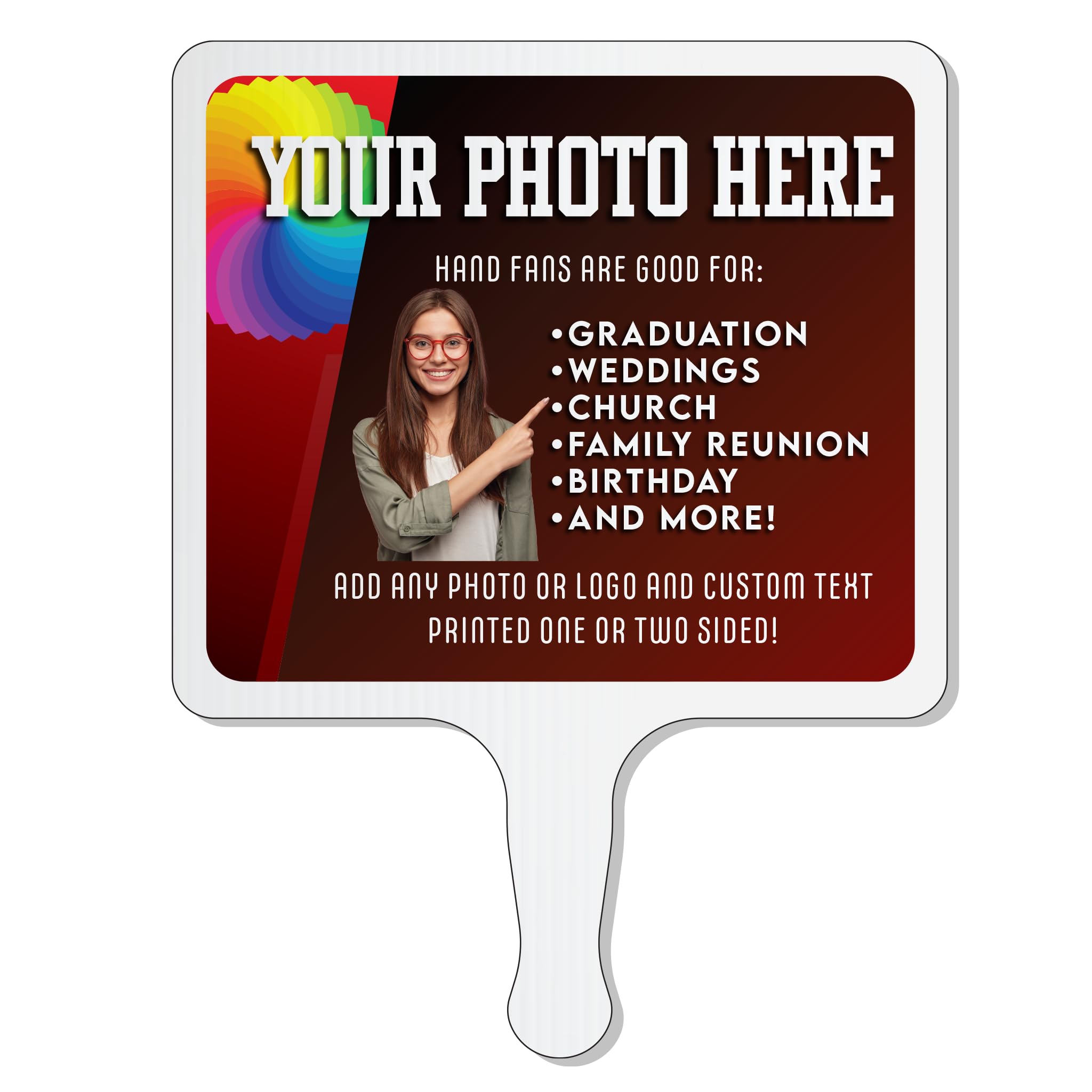 Custom Printed Church Fans - Personalized Handheld Waterproof Fans with Full Color Photo Print, 8x10.5 Inches, One Sided (108 Pack) - Perfect for Weddings, Baptisms, Church Events & Outdoor Gatherings