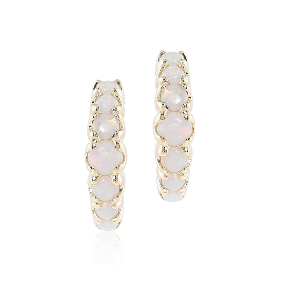 Graduated Opal Huggie Hoop Earrings – Elegant Stackable Jewelry for Everyday Wear & Special Occasions