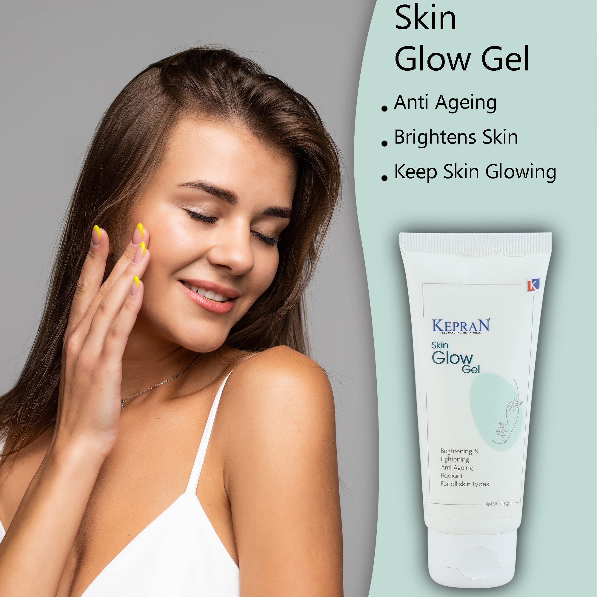 Kepran Skin Glow Gel - Daily Face Moisturizer for Oily & Acne-Prone Skin | Brightening & Whitening Gel (50g) | Perfect for Morning/Night Skincare Routine & Makeup Prep
