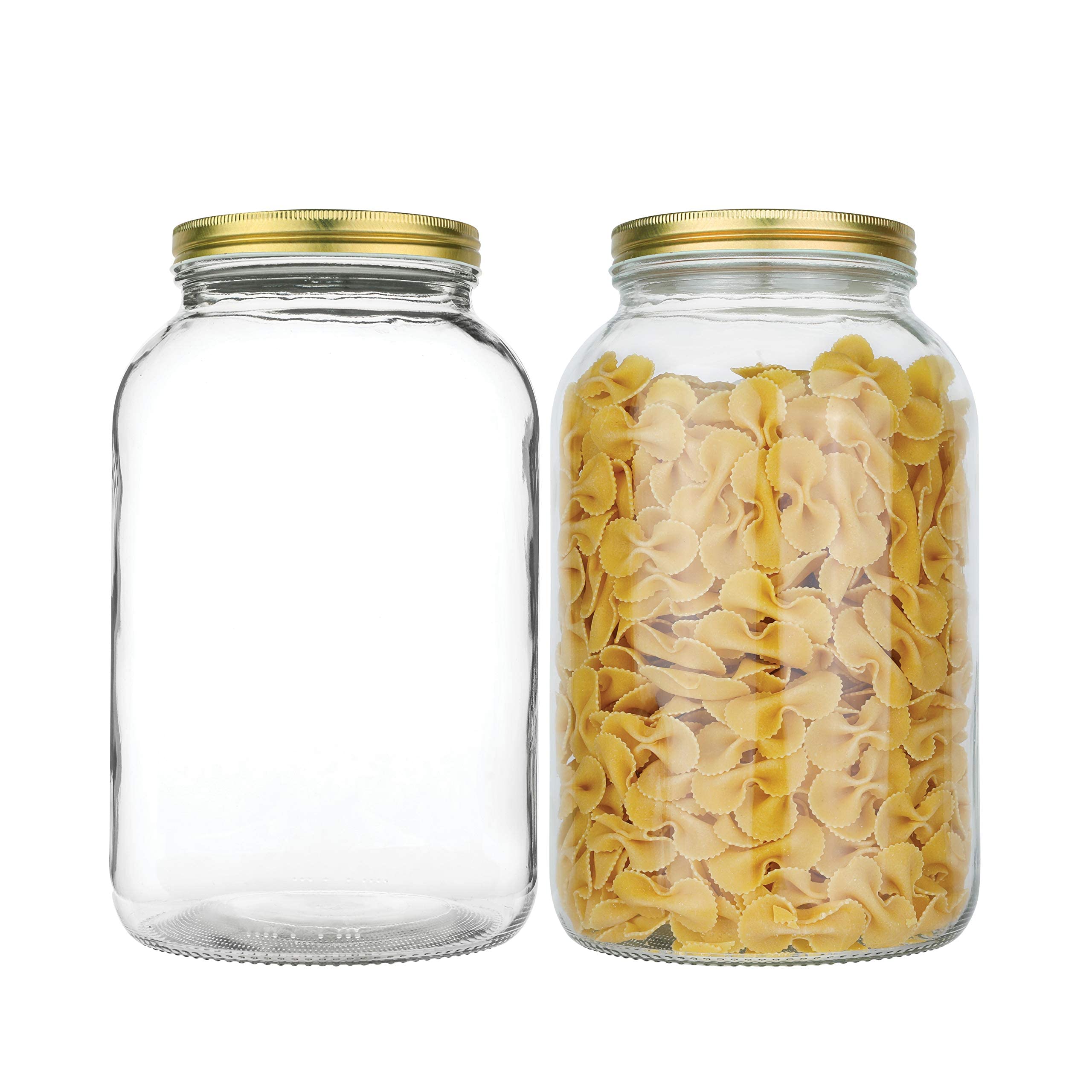 2 Pack - 1 Gallon Wide Mouth Glass Mason Jars with Airtight Lids - Perfect for Fermenting Kombucha, Kefir, Pickling, Canning & Food Storage - BPA-Free, Dishwasher Safe - Made in USA - Ideal for Home Brewing, Meal Prep & Pantry Organization
