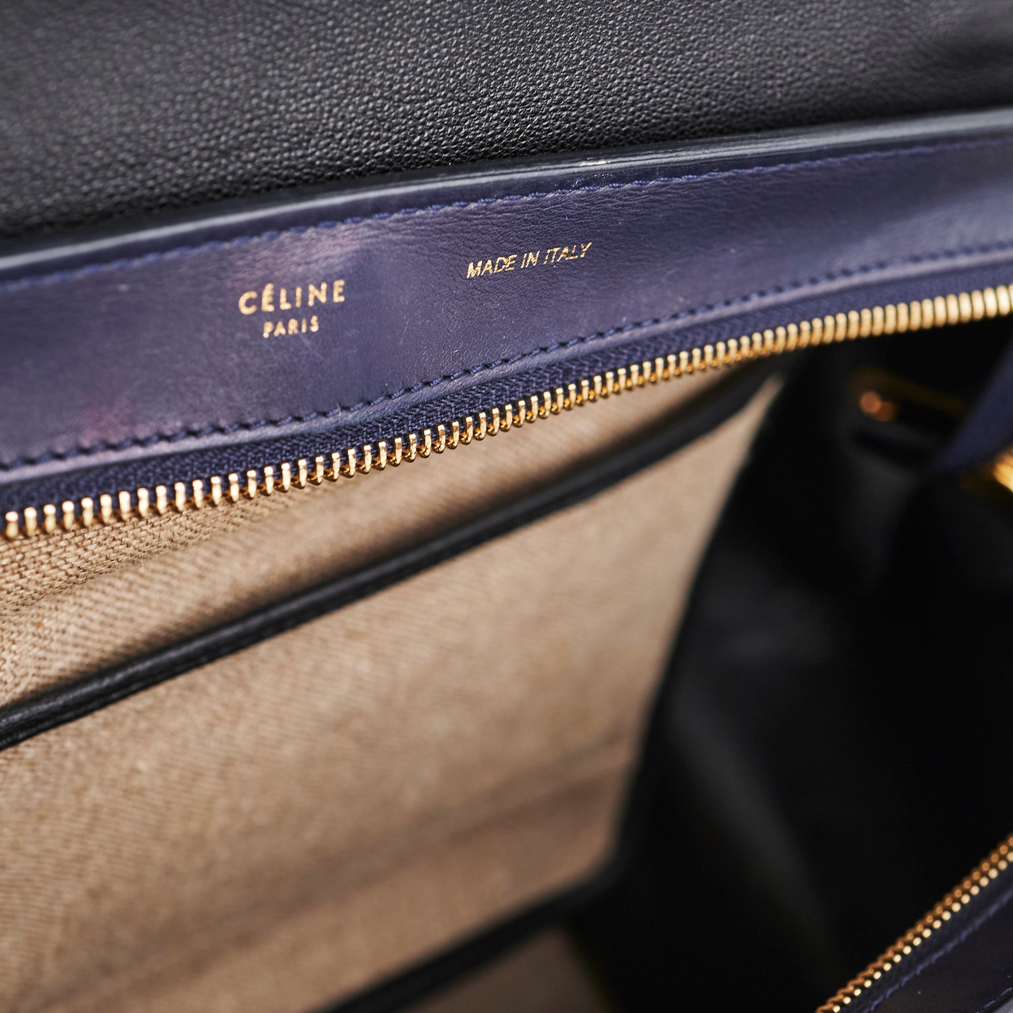 Celine Medium Trapeze Handbag in Navy & Black - Luxurious Leather Crossbody Bag for Women | Perfect for Work, Travel & Evening Events