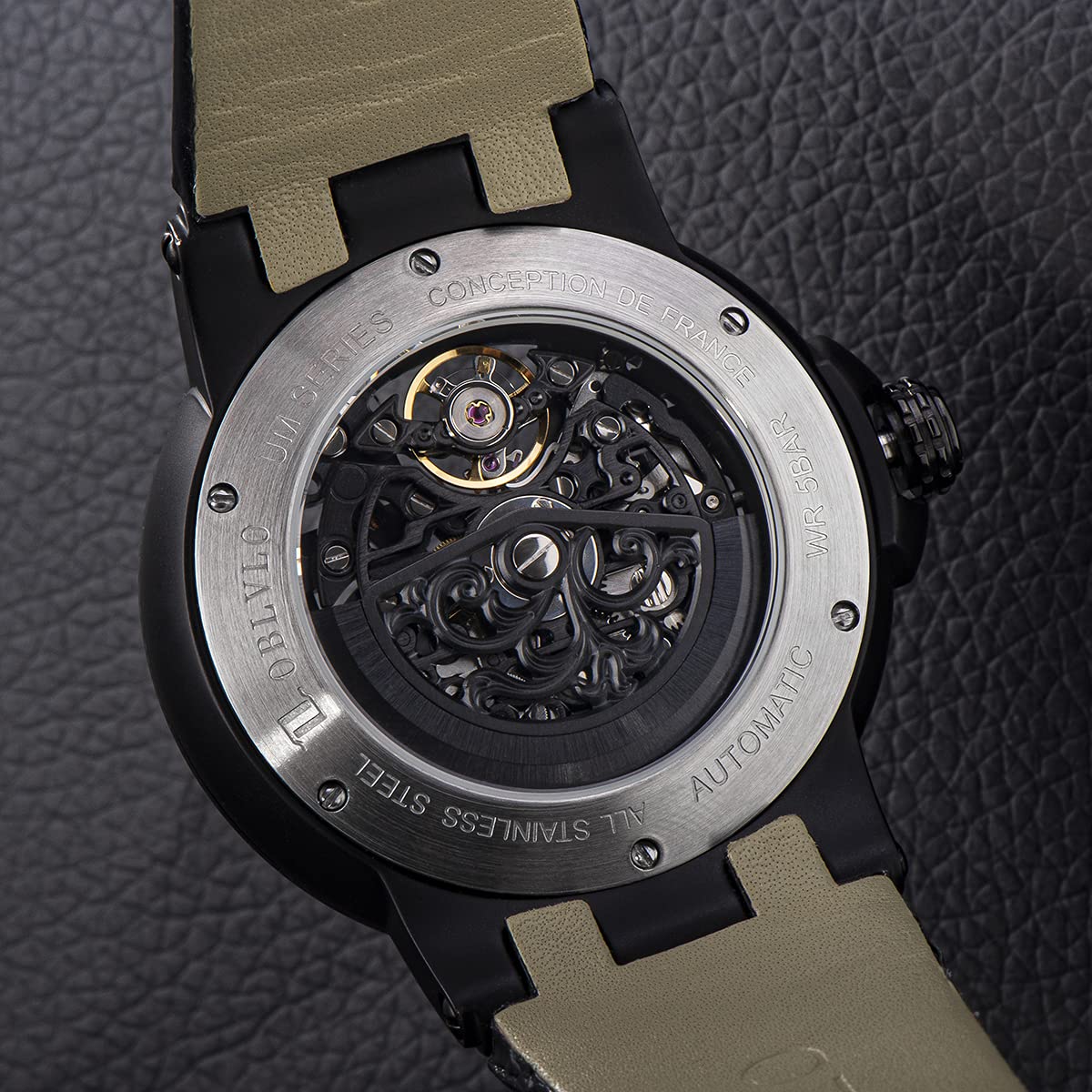 Men's Automatic Skeleton Dial Watch - Waterproof Leather Strap Sport Watch for Business, Casual & Outdoor Activities | UM1