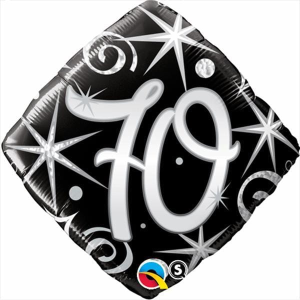 70th Birthday Elegant Sparkles & Swirls Foil Balloon - 18 Inch Gold & Silver Party Decoration for Anniversary, Milestone Celebration, Photo Backdrop