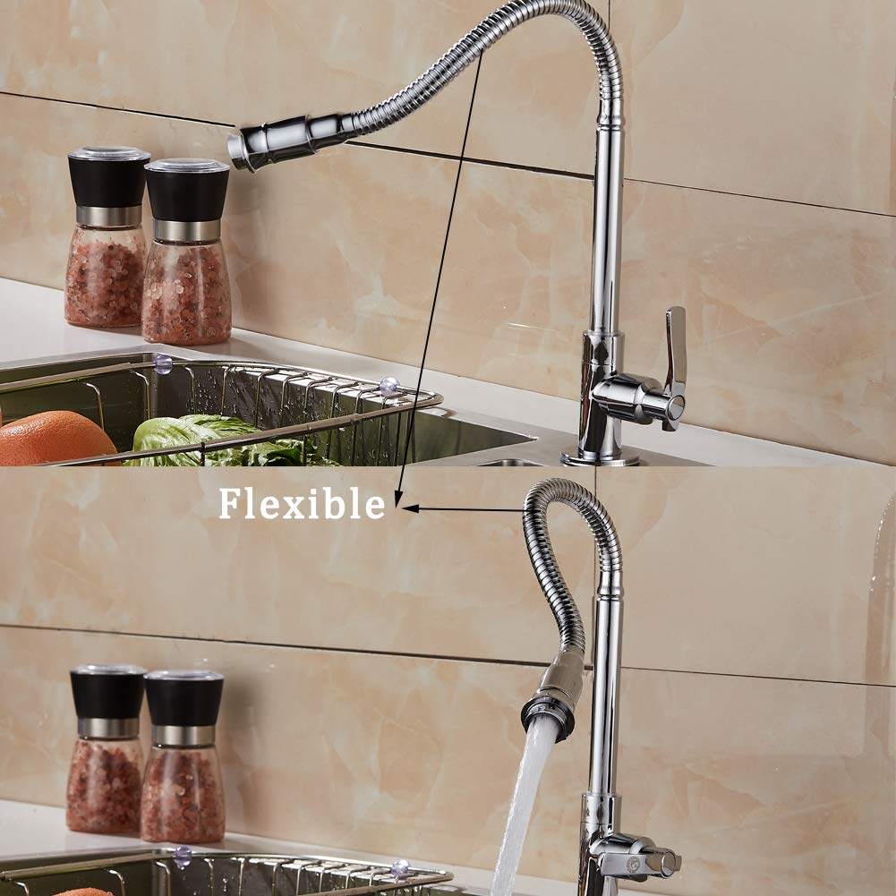 360° Rotating Single Lever Kitchen Faucet with Swivel Spout - Cold Water Sink Tap for Modern Kitchens - Perfect for Washing Dishes, Filling Pots & Cleaning Vegetables