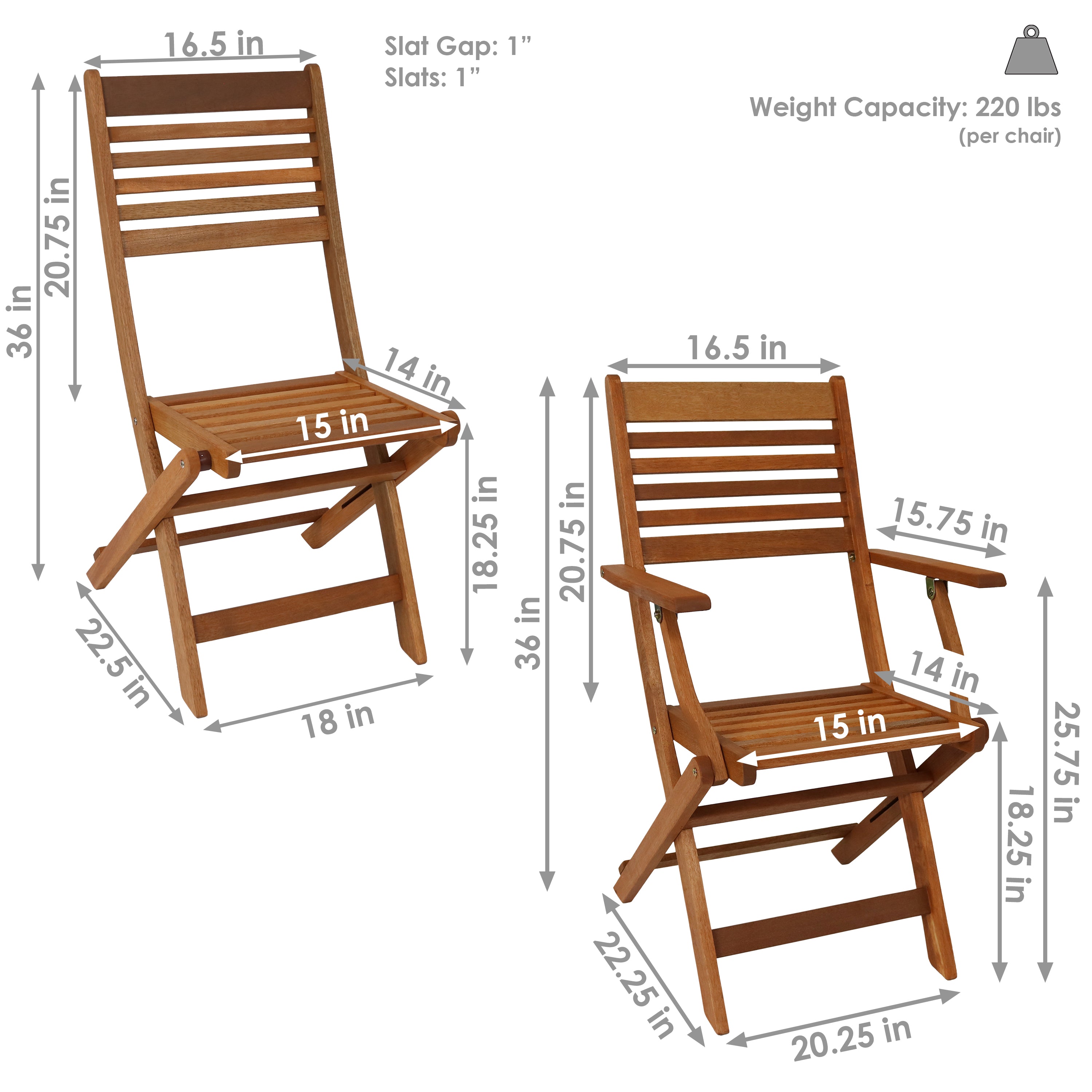 Sunnydaze Meranti Wood 5-Piece Outdoor Folding Patio Dining Set - Durable & Weather-Resistant Furniture for Backyard, Garden, or Poolside Entertaining