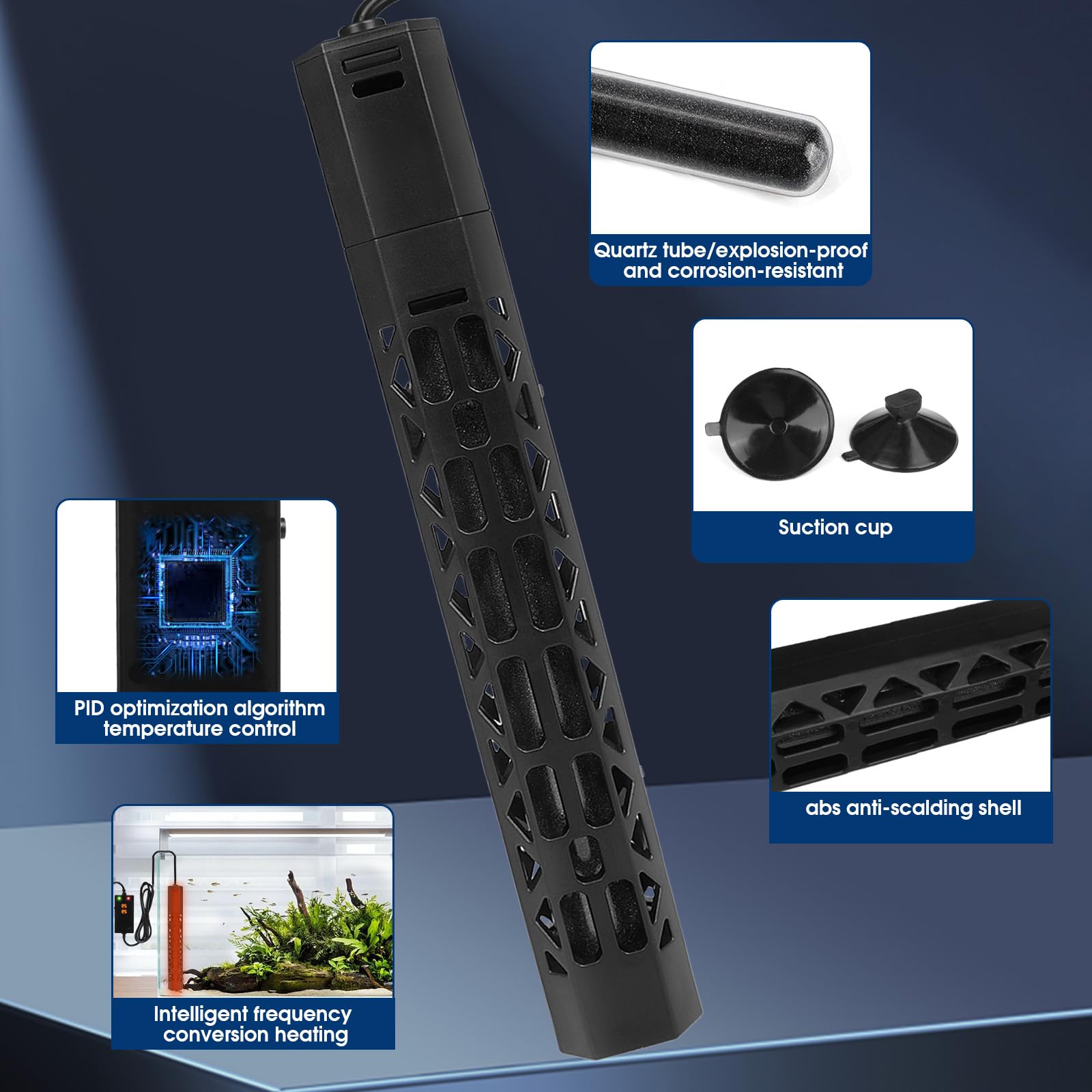500W Submersible Aquarium Heater with Intelligent Frequency Conversion - Over-Temperature Protection & Auto Power-Off | Fish Tank Water Heater for Freshwater/Saltwater Tanks | Perfect for Tropical Fish, Marine Life & Reptile Habitats