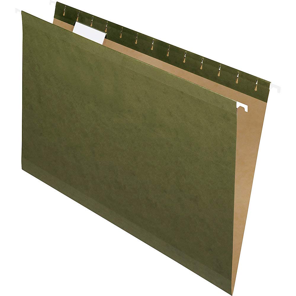 Pendaflex Reinforced Hanging Folders - Legal Size, Standard Green, 1/5 Cut, 25 per Box (4153 1/5) - Durable File Organizers for Office, Legal Documents & Home Filing Systems