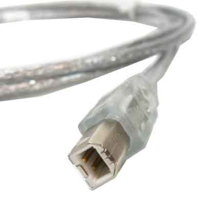 3ft USB 2.0 A Male to B Male Cable - High Speed Data Transfer Cord for Printers, Scanners, External Hard Drives & Audio Interfaces (Clear Transparent)