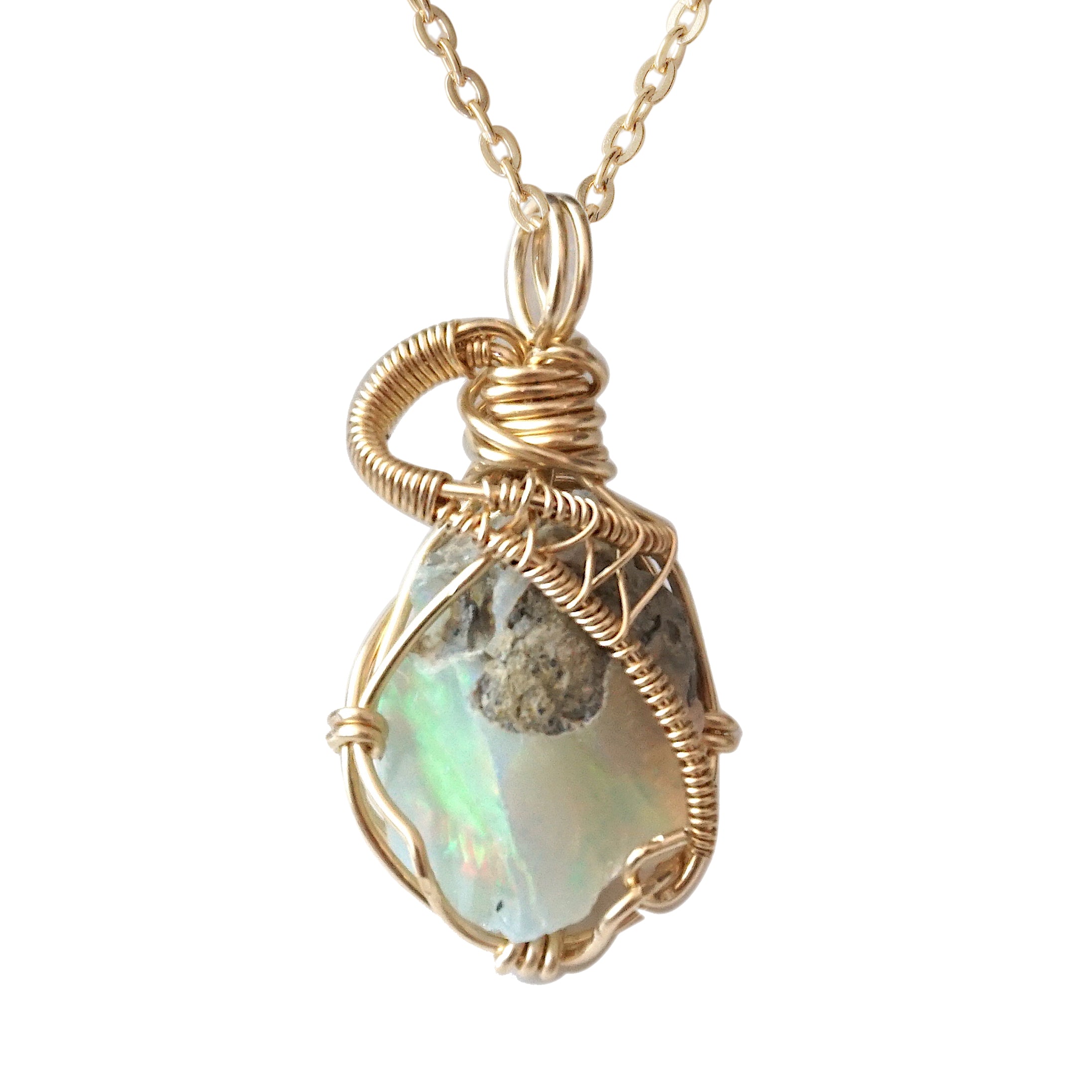 Fire Opal Necklace - 14k Gold Filled Pendant Jewelry for Women, Gift for Her, Birthday, Anniversary, Valentine's Day