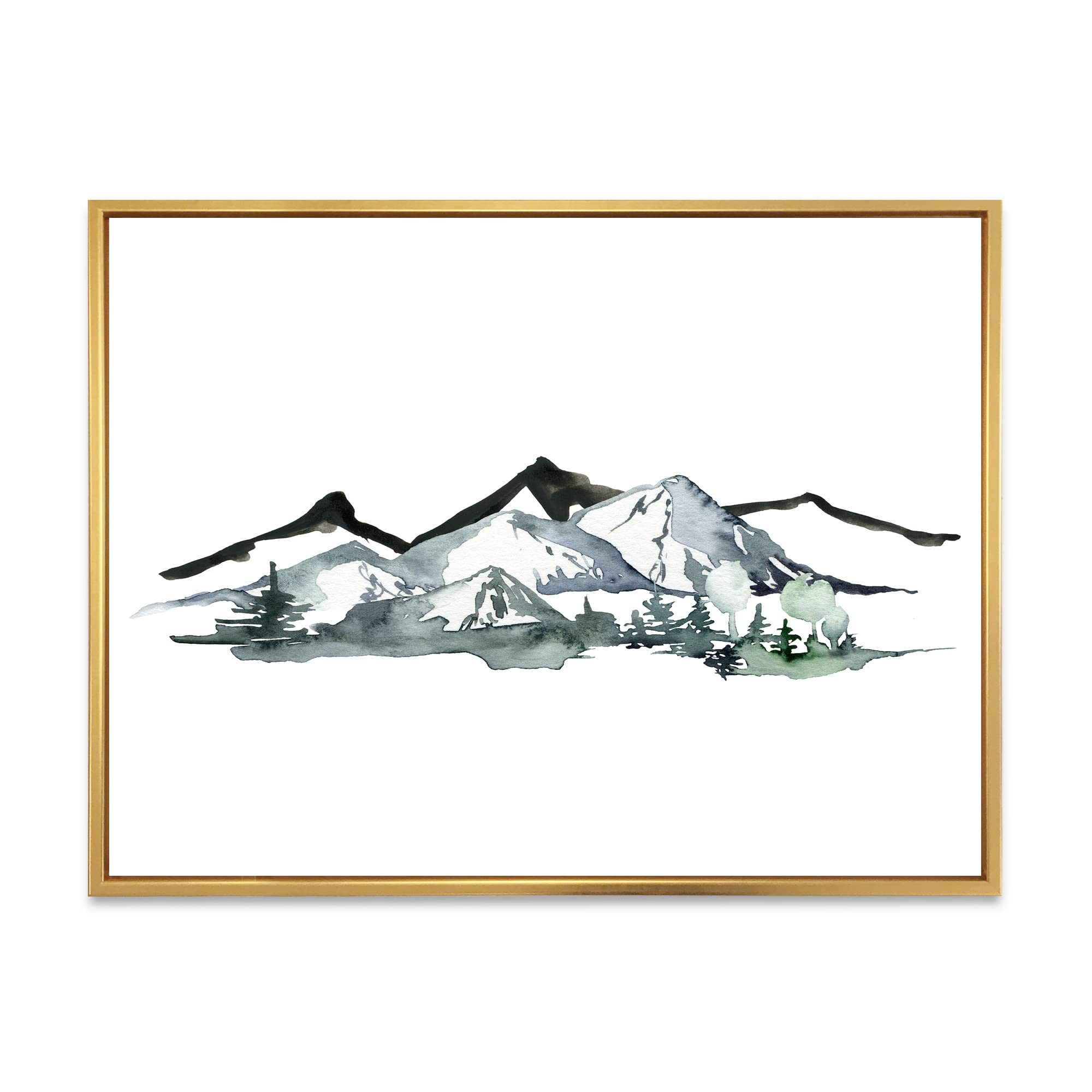 Minimalist Winter Mountains & Fir Forest Canvas Wall Art - Modern Framed Print for Living Room, Bedroom & Office Decor