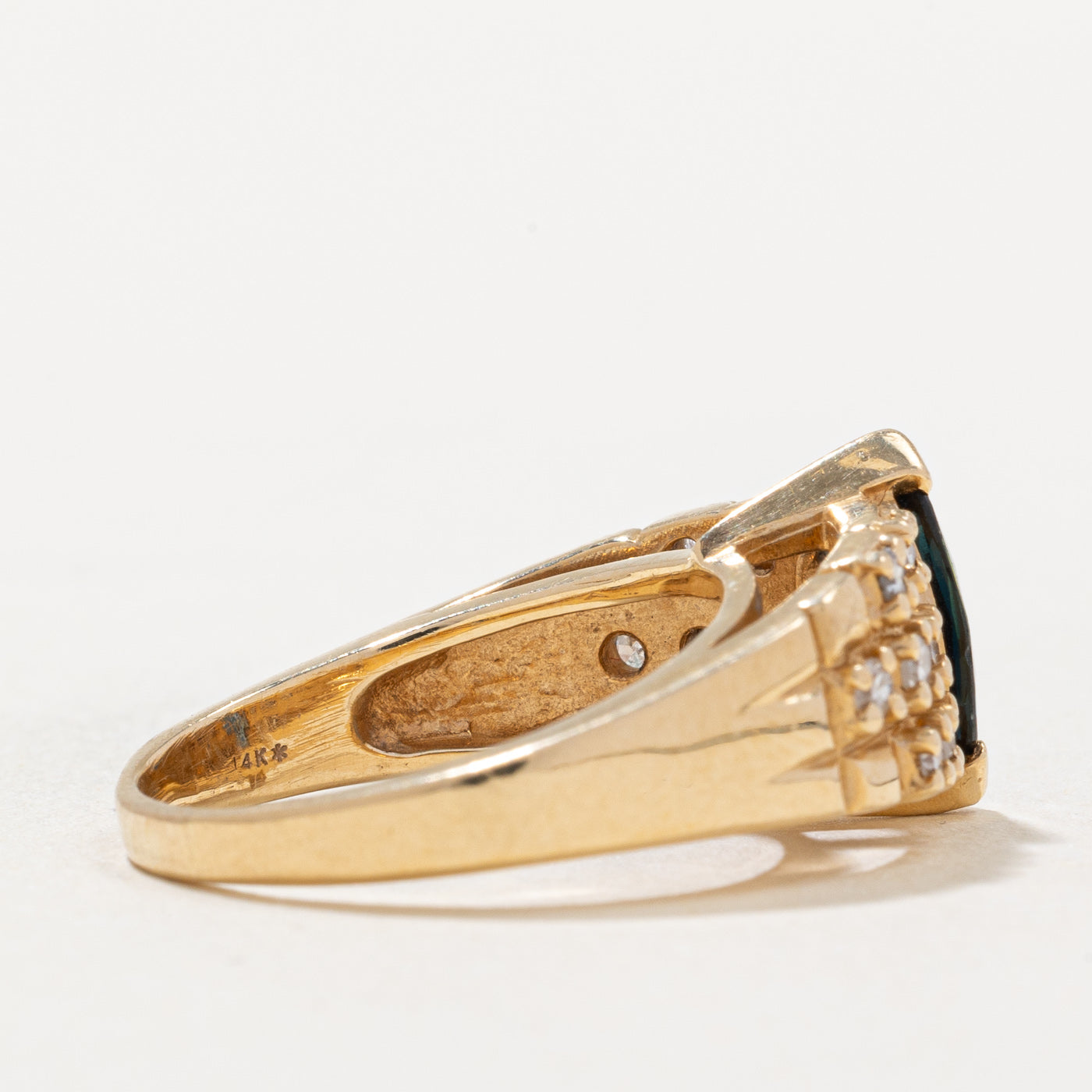 Exquisite Marquise Cut Sapphire & Diamond Ring - 0.73ct Sapphire & 0.36ctw Diamonds - Size 7.25 - Perfect for Engagement, Anniversary & Special Occasions