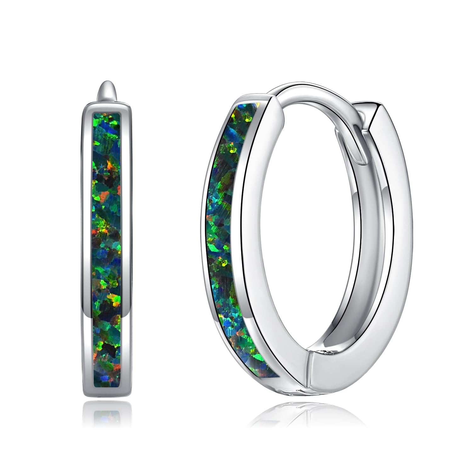 CiNily Sterling Silver Hoop Earrings - 12mm Tiny Opal Huggie Earrings for Women | Lightweight Dainty Mini Hoops | Hypoallergenic Cartilage Piercing Jewelry | Perfect for Everyday Wear, Gifts & Special Occasions