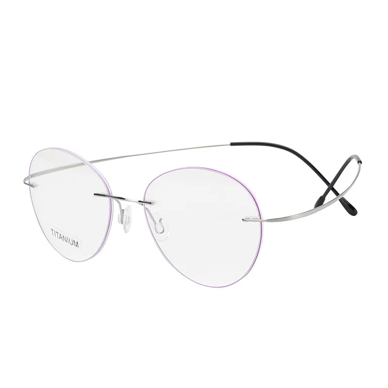 Brightzone Unisex Rimless Round Oval Titanium Eyeglasses 70619 - Lightweight & Durable Frame for Reading, Work & Everyday Wear