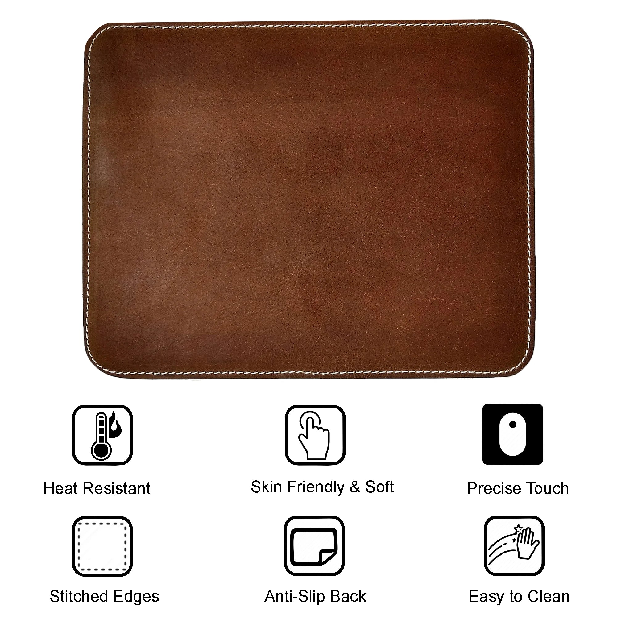 Premium Genuine Leather Mouse Pad for Laptop, PC & Mac - Handcrafted Office & Gaming Desk Accessory for Work, Home & Professional Use