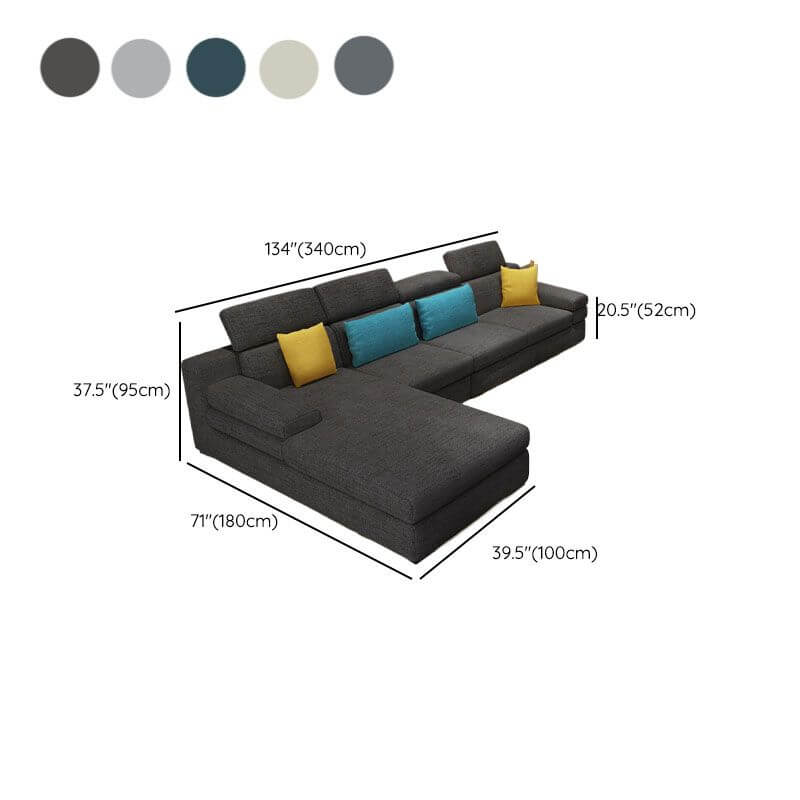 L-Shaped Sectional Sofa with Left-Facing Chaise - Standard Foam Cushions, Adjustable Headrest & Hidden Support - Perfect for Living Room, Home Theater or Family Room