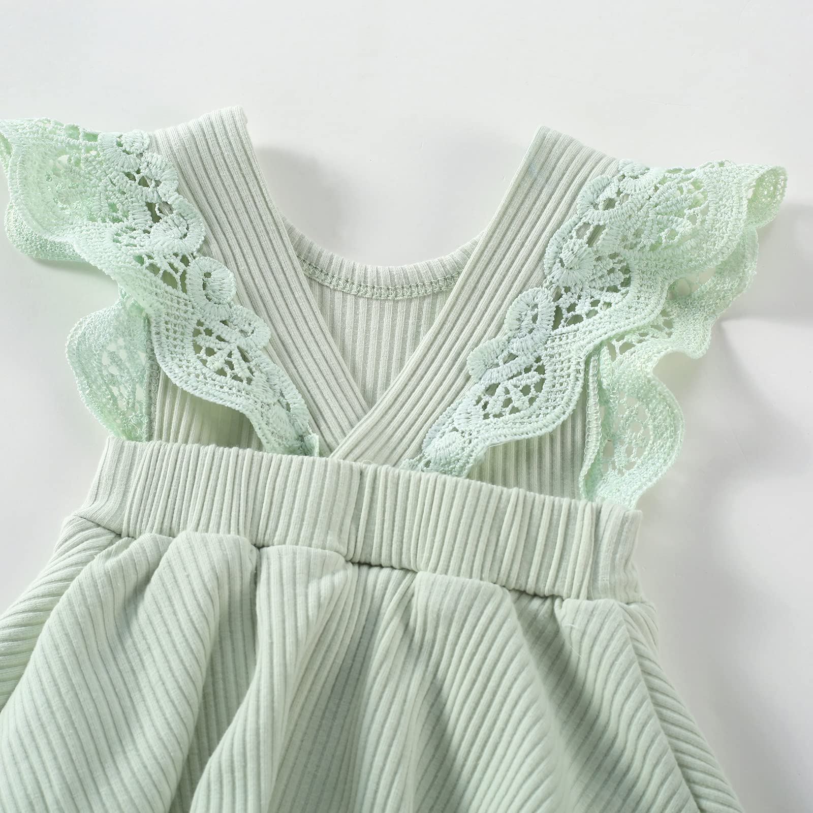 Newborn Baby Girl Clothes - Soft Ribbed Romper Playsuit & Headband Set | Summer One-Piece Dress Outfit for Infants | Perfect for Photoshoots, Playdates & Special Occasions