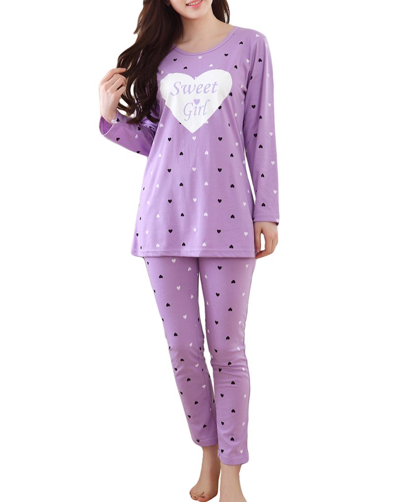 MyFav Girls' Comfortable Heart Print Pajama Set - Soft Sleepwear for Kids, Cute Heart Pattern Nightwear for Sweet Dreams & Relaxing Evenings | Perfect for Sleepovers, Bedtime, and Lounging at Home