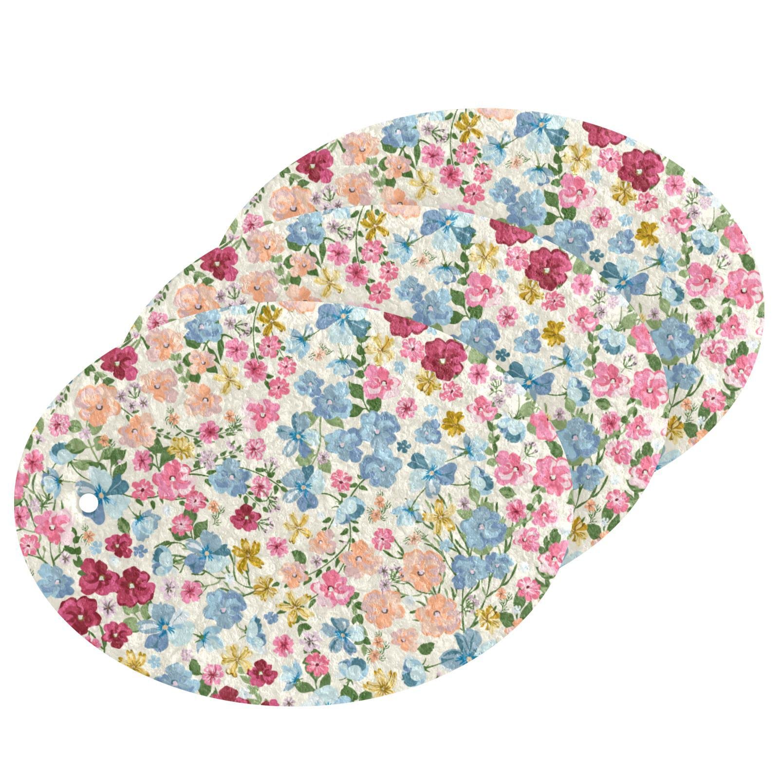 Kcldeci 3 Pack Flower Design Dish Scrub Sponges - Soft & Durable Kitchen Cleaning Pads for Washing Dishes, Pots & Pans - Perfect for Daily Dishwashing, Household Cleaning & Kitchen Maintenance