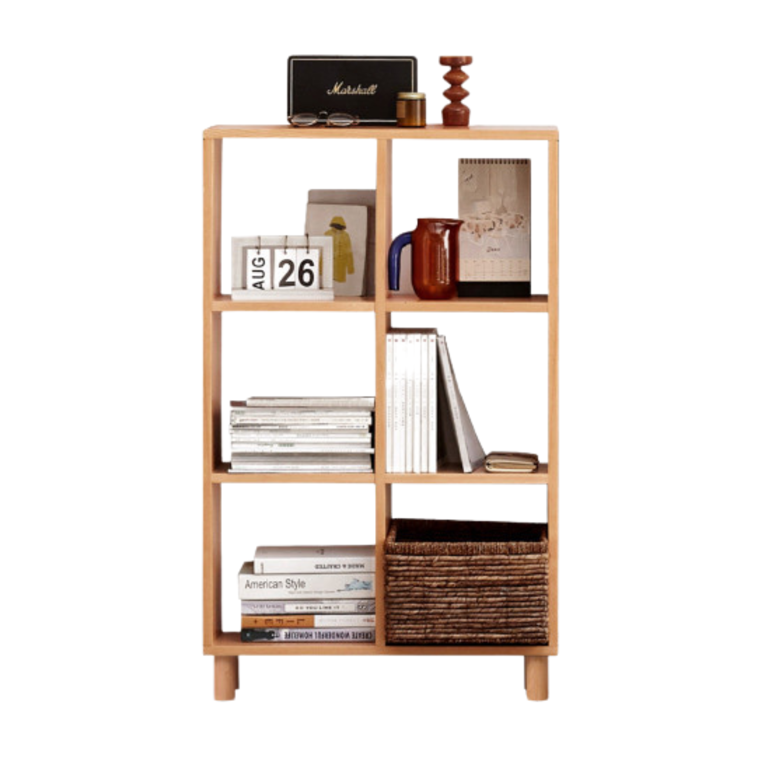 Solid Wood Bookshelf - Beech & Oak Bookcase with Free Combination - Perfect for Home Office, Living Room, and Library Storage