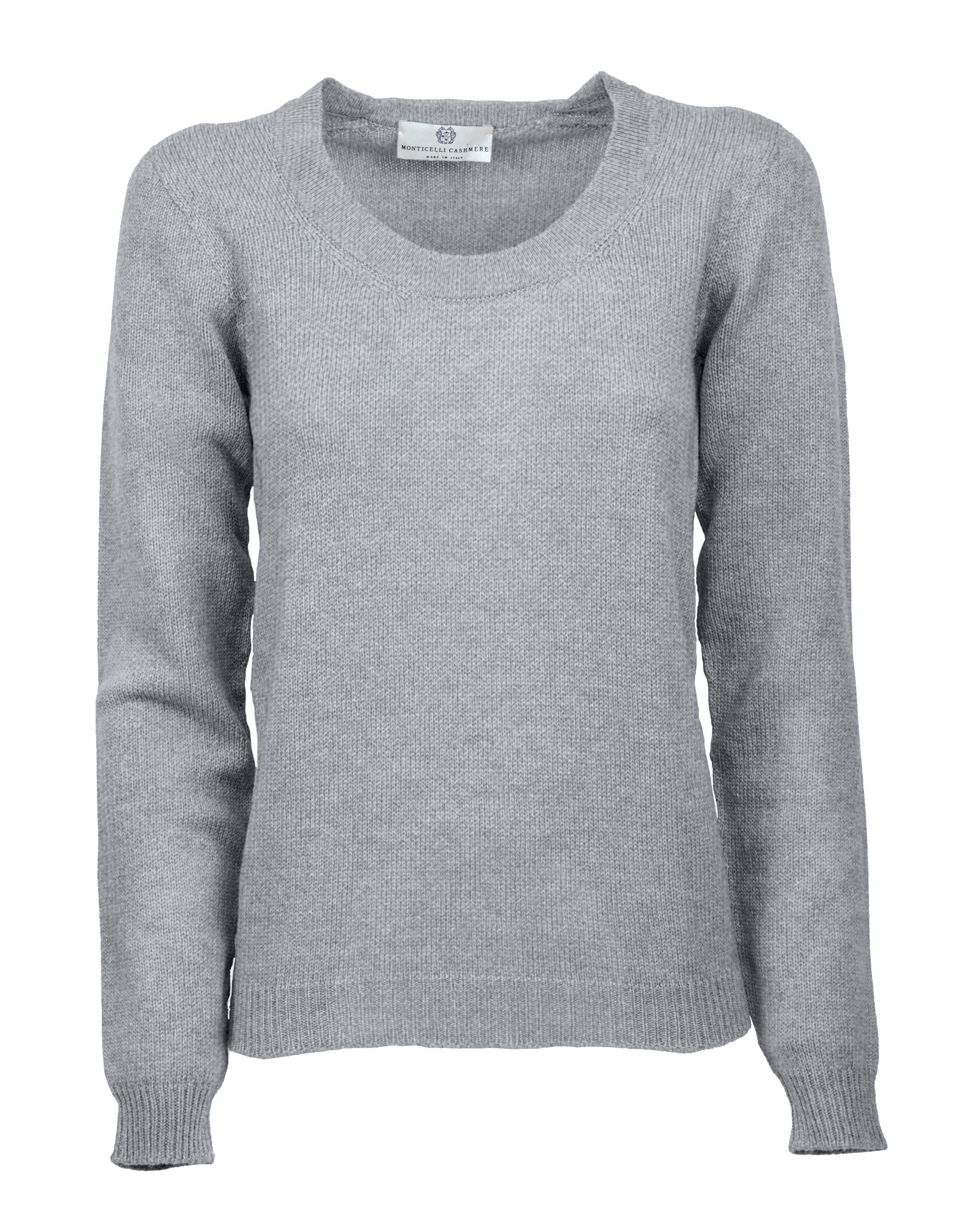 Ultralight Cashmere Scoop Neck Sweater for Women - Soft & Warm Melange Gray Pullover - Perfect for Office, Travel & Casual Wear