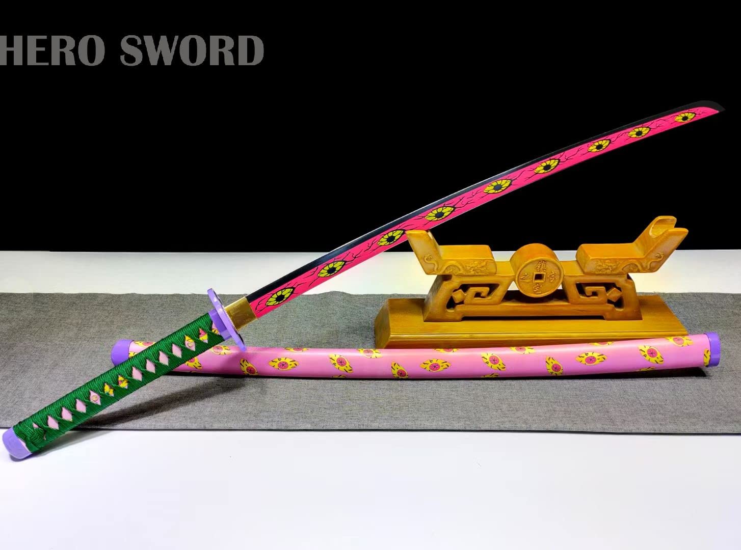 Handmade 1095 High Carbon Steel Demon Slayer Katana Sword - Agatsuma Zenitsu Cosplay Knife, Sharp Japanese Anime Sword Real Weapon - Perfect for Cosplay, Collection & Martial Arts Training