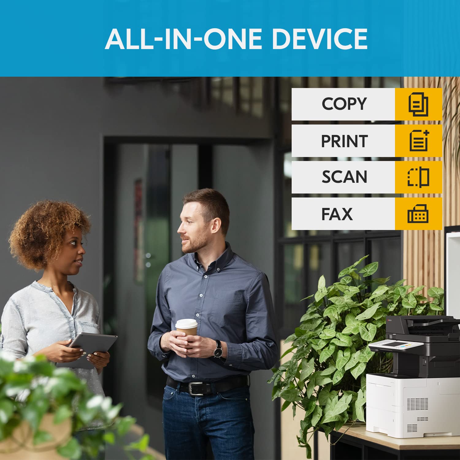 KYOCERA ECOSYS MA5500ifx All-in-One Monochrome Laser Printer - Print, Copy, Scan, Fax - 57 ppm High Speed, 1200 dpi Fine Resolution, Gigabit Ethernet, HyPAS Capable, 7-inch Touchscreen, 512 MB Memory - Perfect for Office & Small Business Document Management