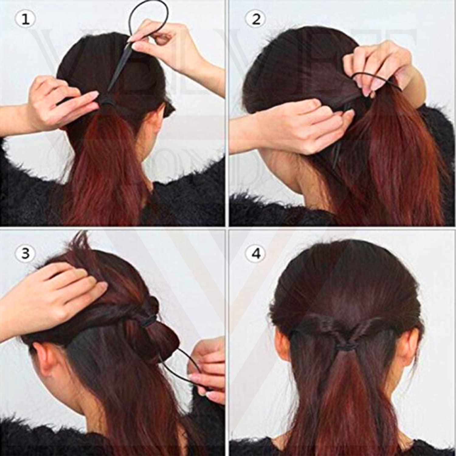 5Pcs Bun Maker Tool Set - Hair Styling & Braiding Tools for Women & Girls - Ponytail Loop Maker, Topsy Comb, Hair Braid Accessories (Black) - Perfect for Home, Salon & Travel Hairstyling