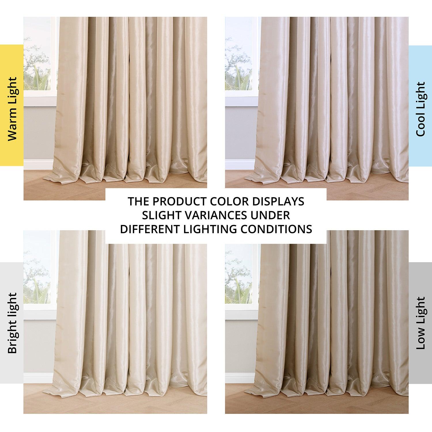 Antique Beige French Pleat Faux Silk Taffeta Blackout Curtains - Elegant Window Treatment for Living Room & Bedroom, Light Blocking & Noise Reducing Home Decor
