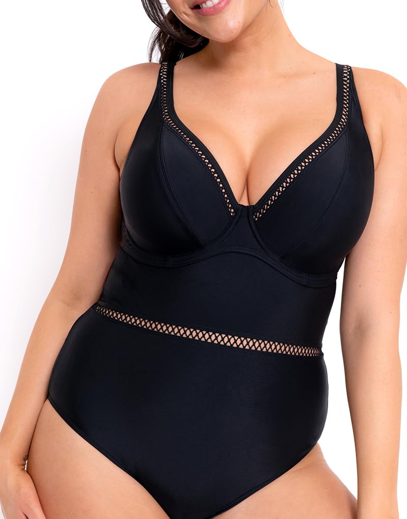 Curvy Kate Women's First Class Plunge Swimsuit - Non-Wired Supportive One Piece Bathing Suit for Plus Size Women | Perfect for Beach Vacations, Pool Parties & Summer Getaways
