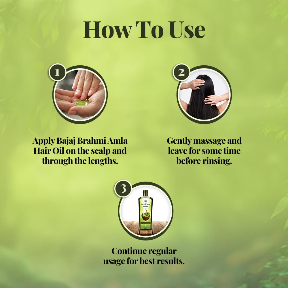 Bajaj Amla Hair Oil with Brahmi for Hair Growth | Ayurvedic Oil for Nourishment & Hair Fall Reduction | 300ml | Promotes Healthy Scalp & Stronger Hair for Men & Women